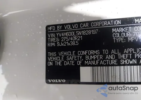 2022 Volvo Xc90 Recharge Plug-In Hybrid Inscription/T8 Inscription Extended Range 6P из США, поврежденный, VIN YV4H600L5N1828197